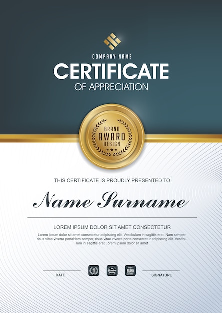 Elegant certificate template with gold details