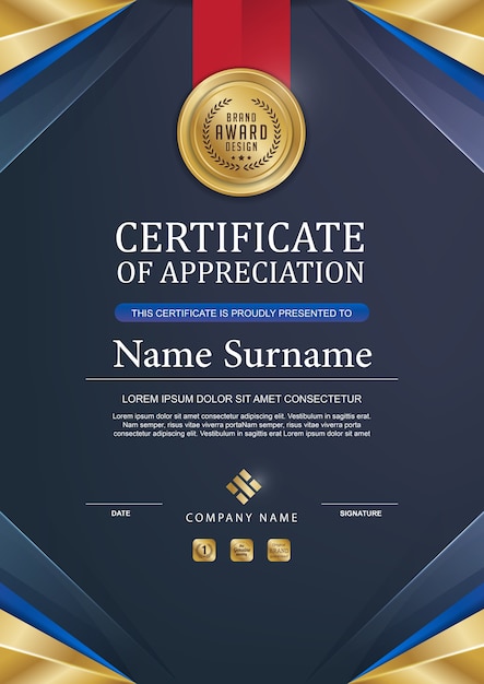 Vector elegant certificate template with gold details