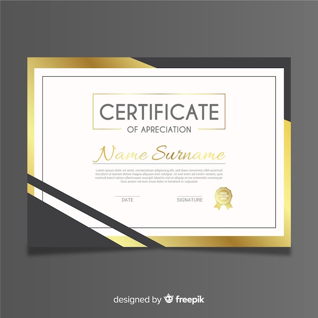 Elegant certificate template with golden style