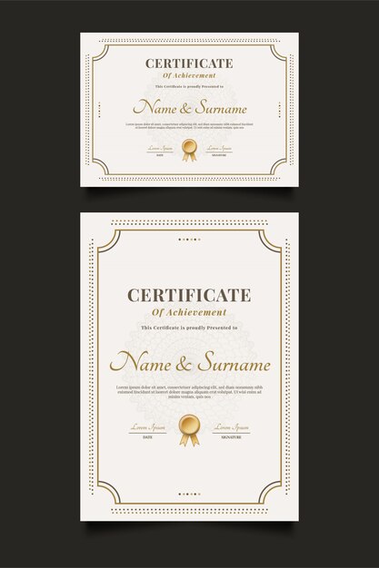 Vector elegant certificate template with ornamental frame and classic style