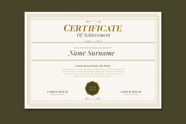 Vector elegant certificate template with ornamental frame