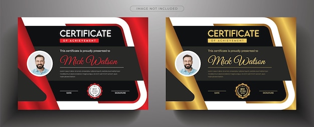 Elegante modello di certificato con segnaposto per foto