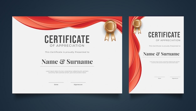 Elegant certificate template with wavy paper cut