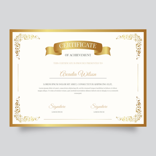 Free Vector | Elegant certificate with golden frame