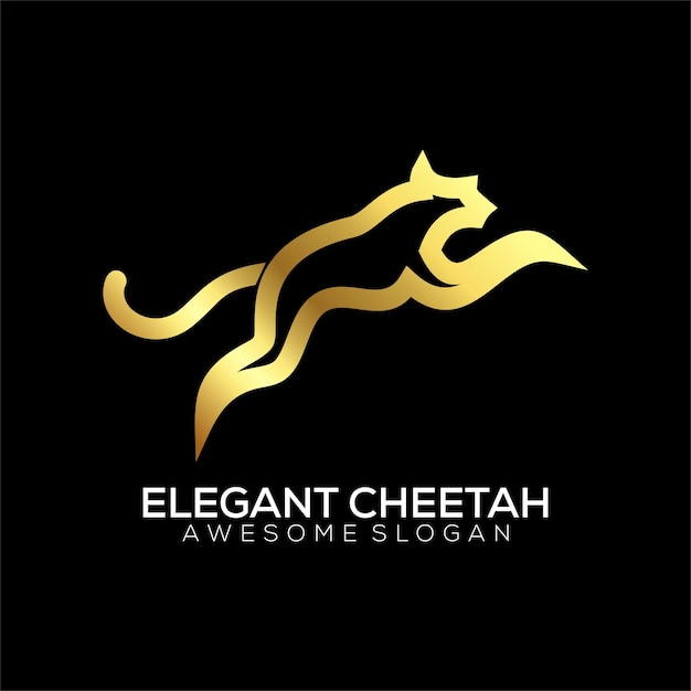 Elegant cheetah logo line art design gradient colorful