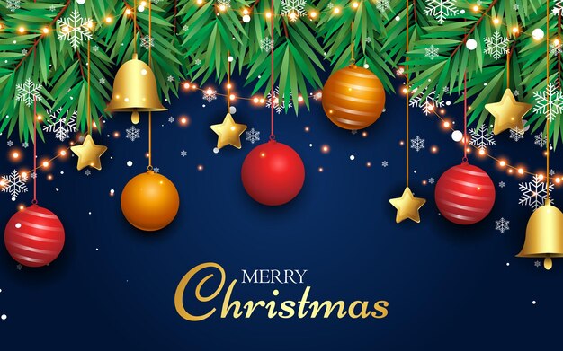 Vector elegant christmas background with realistic decoration