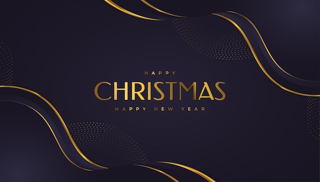 Elegant christmas card in black and gold. merry christmas and happy new year greeting or invitation card