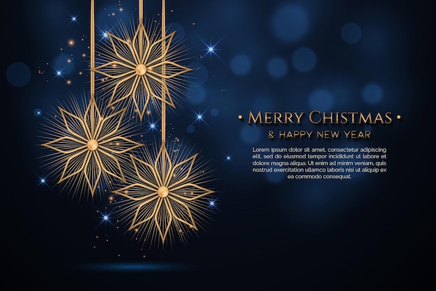 Elegant Christmas and Happy New Year background  with a golden stars vector