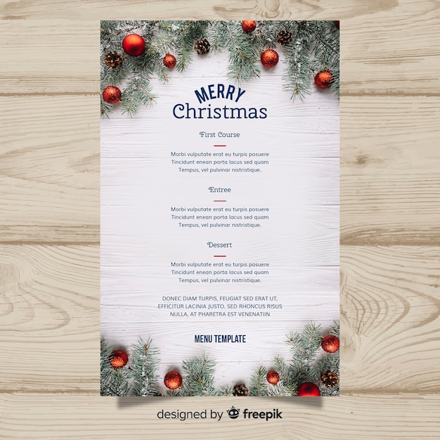 Vector elegant christmas menu template with photo