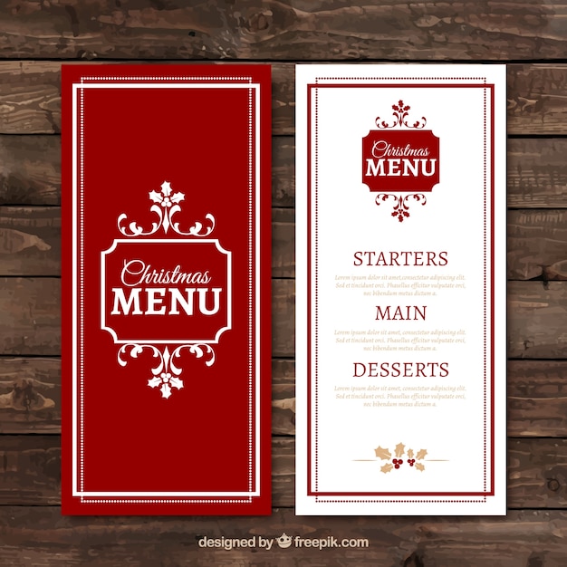 Vettore menu di natale elegante in stile vintage