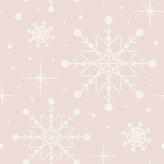 Elegant Christmas Seamless pattern of snowflakes from geometric shapes In vintage pastel colors For wallpaper printing on fabric wrapping background