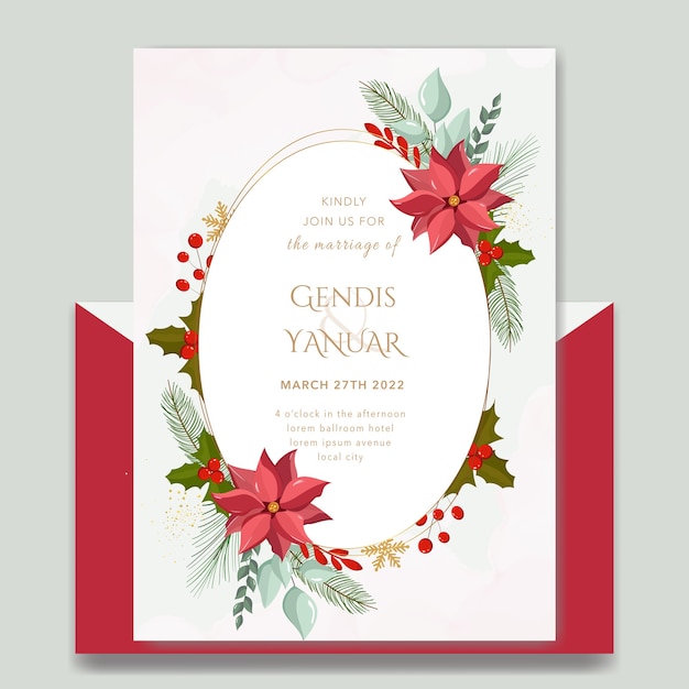 Elegant christmas wedding invitation template