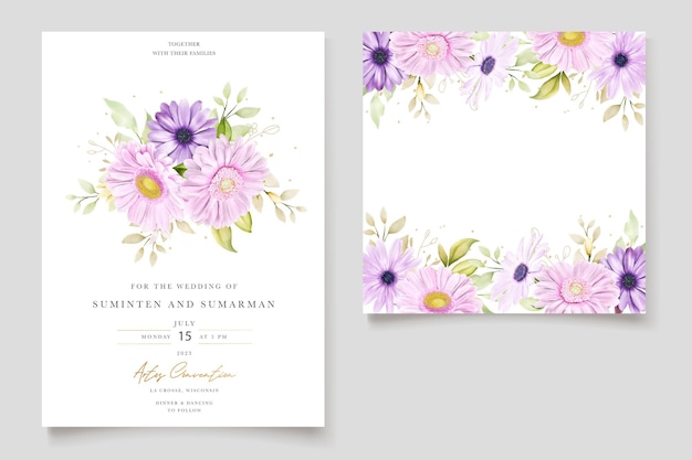 elegant chrysanthemum watercolor invitation card  