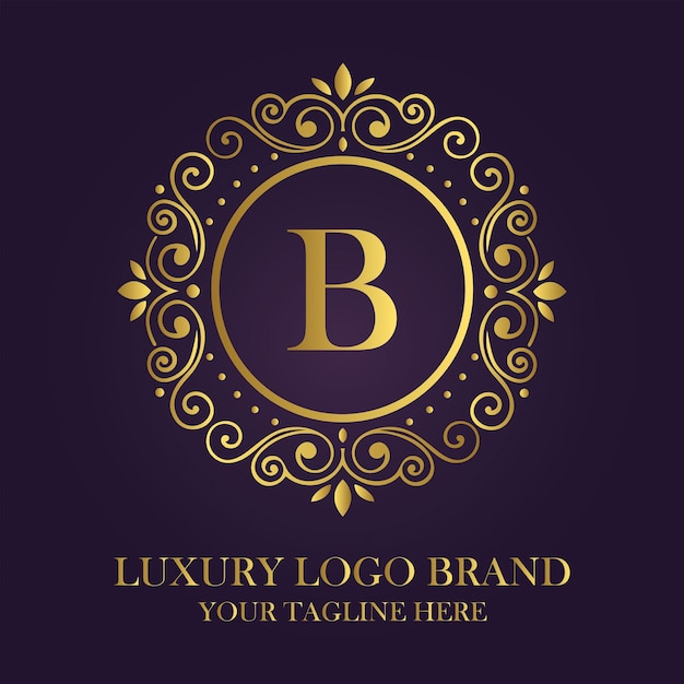 elegant circular gold logo with letter a on dark purple background