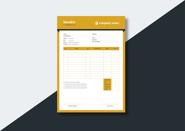 Elegant classic deco style invoice template