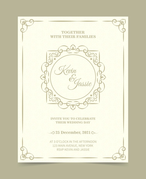 Elegant classic wedding invitation card