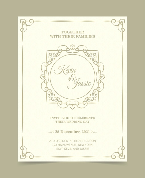 Elegant classic wedding invitation card