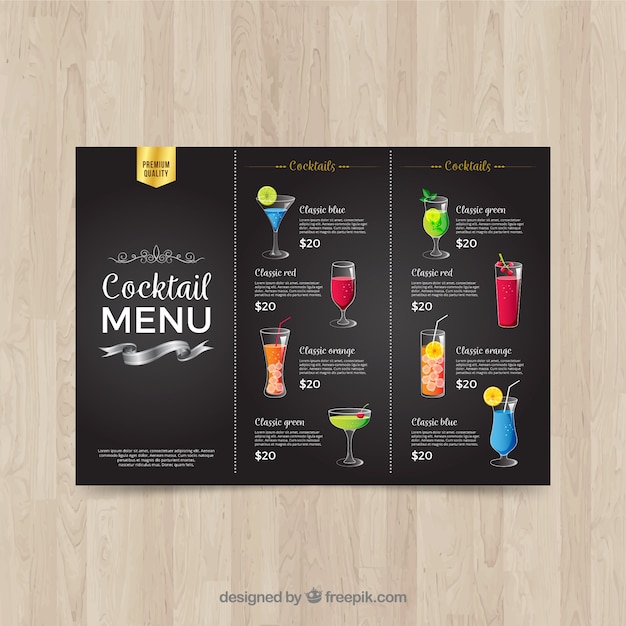 Elegant cocktail menu template