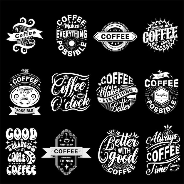 Vector elegant coffee calligraphy collection for tshirts