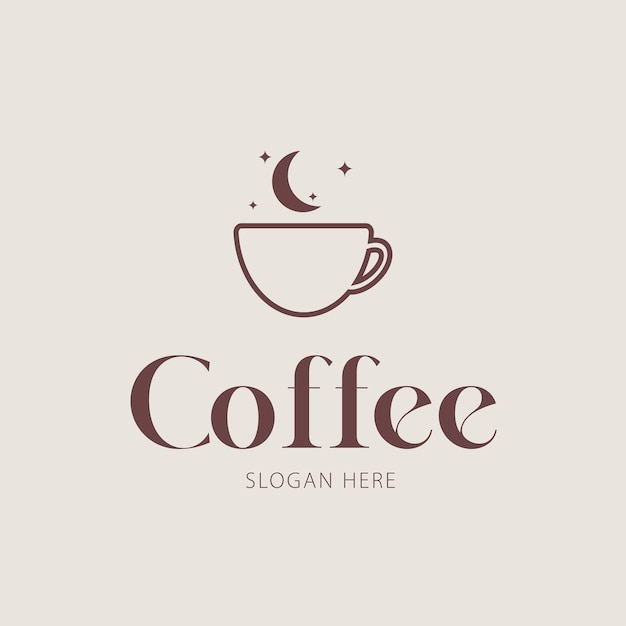 エレガントなコーヒーカップと月のロゴデザイン