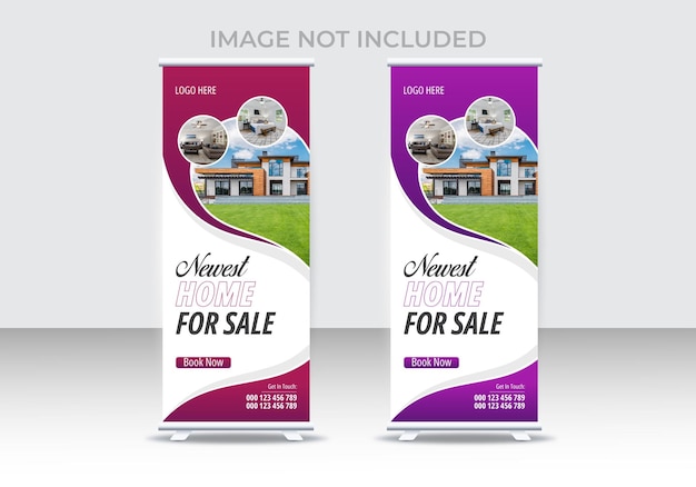 Elegant colorful creative modern corporate business real estate roll up banner template design