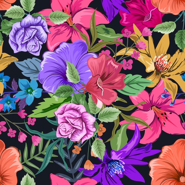 Vector elegant colorful seamless floral pattern