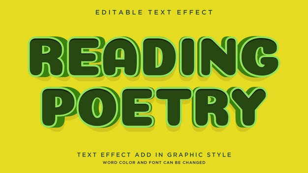 Elegant and colorful text effect design reading poetry editable text effect