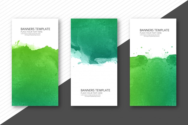 Elegant colorful watercolor banner set template