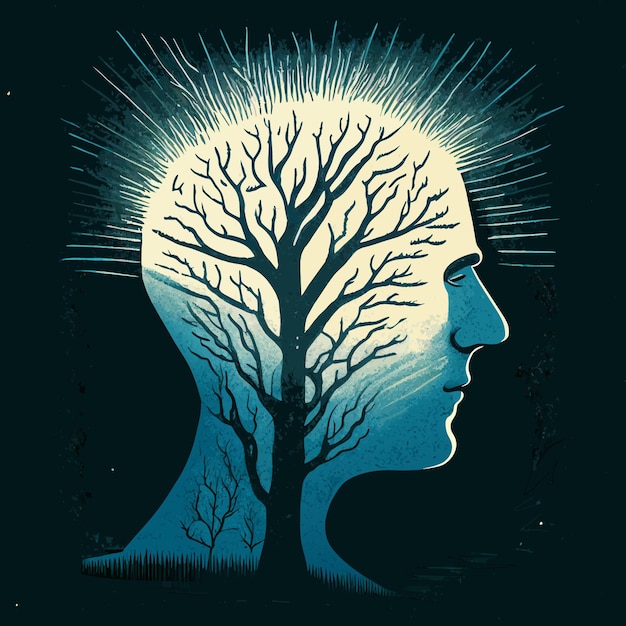 Elegant Connection Human Profile Merging with Tree Branch Imagery