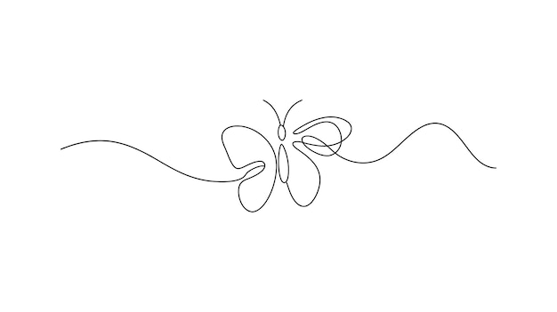 elegant continuous one line drawing a butterfly in flight minimalist continuous line art vector