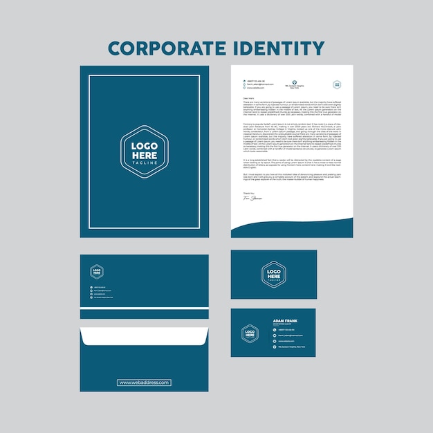 Vector elegant corporate identity with a letterhead letterhead cover business card and envelope