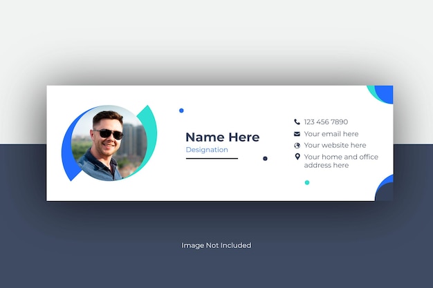 Vettore elegante modello di firma e-mail aziendale minimo o piè di pagina e-mail