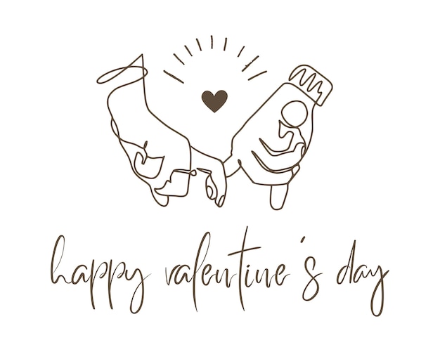 Vector elegant couple hands heart love postcard