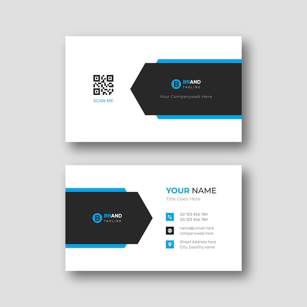 Vector elegant creative modern minimal company business card template in black and blue color