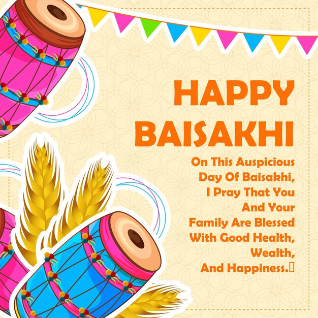 elegant creative vector illustration of happy baisakhi punjabi festival