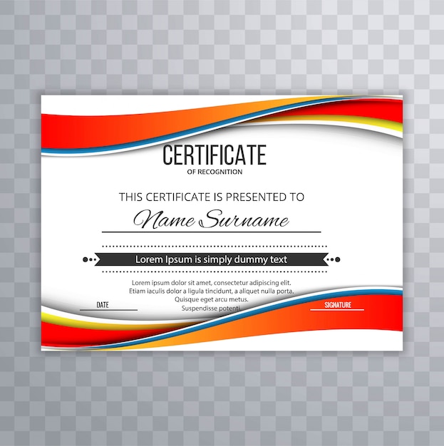 Elegant creative wavy certificate template design