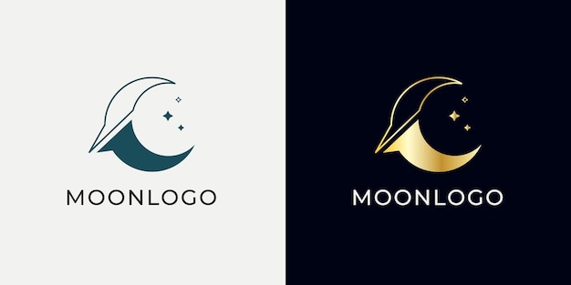 Elegant crescent moon logo design Abstract style illustration for background cover banner