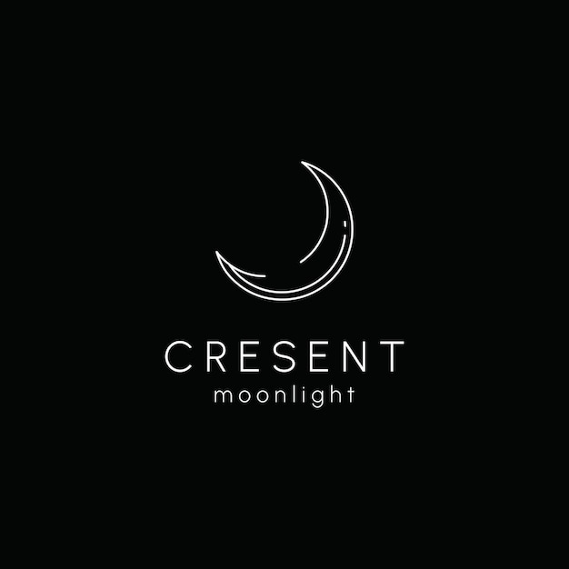 Vector elegant crescent moon and star logo design line icon vector in luxury style outline linear