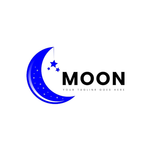 Elegante falce di luna e stella logo design linea icona vettore in stile lusso contorno lineare