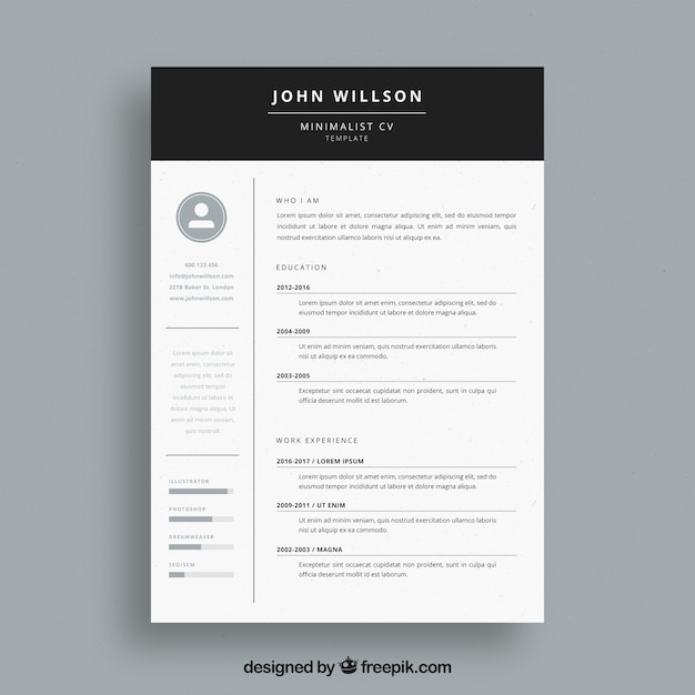 Vector elegant curriculum template with minimalist style