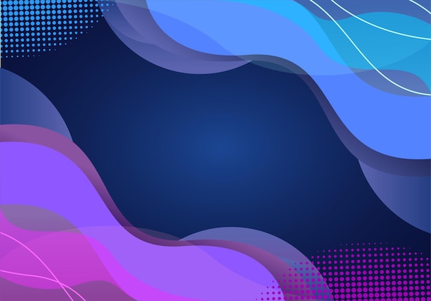 Vector elegant curved background full of shapes in blue and purple