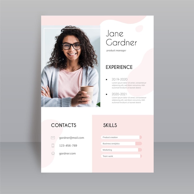 Vector elegant cv template with photo