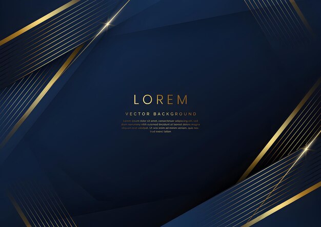 Elegant Dark Blue Background with Golden Lines