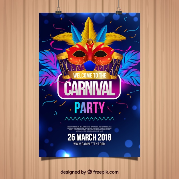 Vector elegant dark blue flyer template for carnival