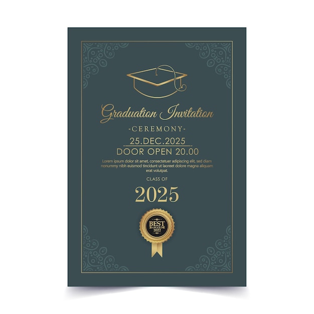 Elegant dark Gold graduation invitation template