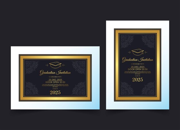 Elegant dark graduation invitation template