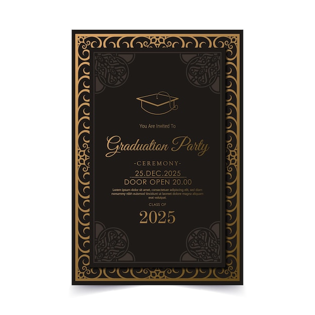 Vector elegant dark graduation invitation template