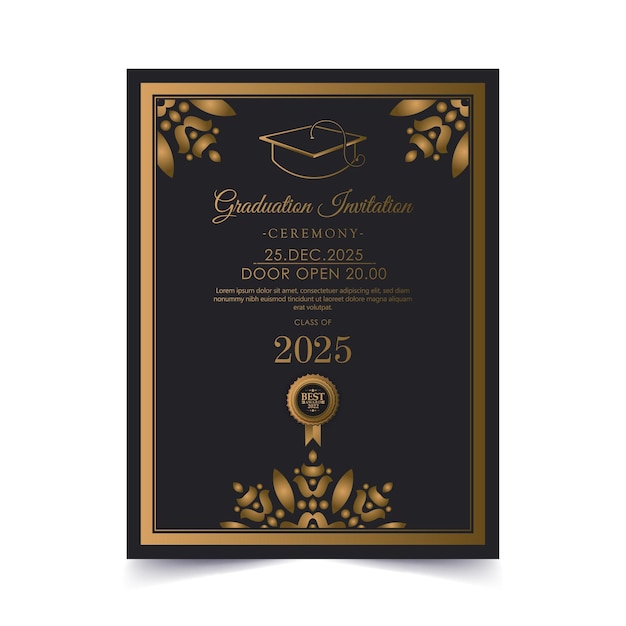 Vector elegant dark graduation invitation template