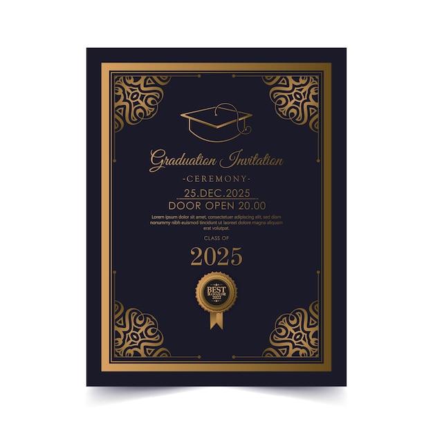 Elegant dark graduation invitation template