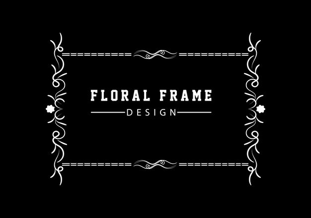 Elegant decorative black floral frame design free vector;